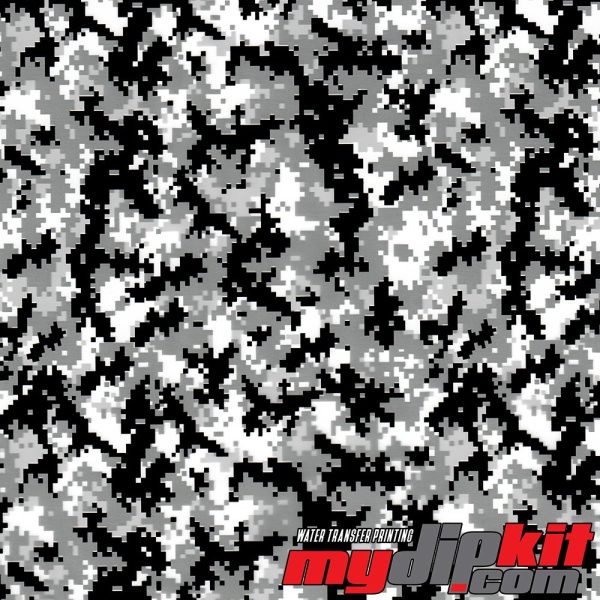 gray, black, and clear digital camo