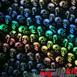 small black and white skulls with rainbow reflection